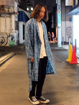 「Azuma.（アズマ）のアイテム（トップス）」を使った、糸魚川 領太さん（メンズ・178cm）の春コーディネート