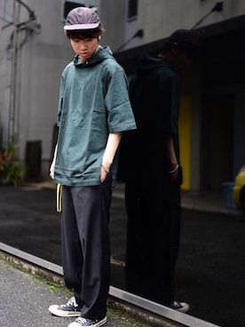 「STUDIOUS SELECT(STUDIOUS SELECT)」｜「アイテム（キャップ）」を使った、糸魚川 領太さん（メンズ・178cm）の夏コーディネート