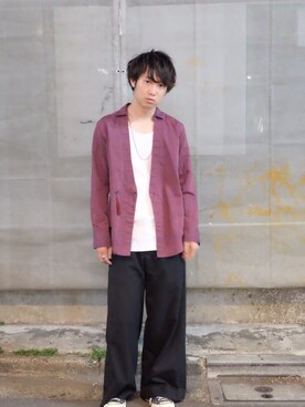 「Azuma.（アズマ）のアイテム（トップス）」を使った、糸魚川 領太さん（メンズ・178cm）の夏コーディネート