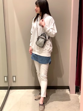 「DIESEL（ディーゼル）のレディース ワンピース スウェット デニム マルチポケット ドレス（ワンピース、ホワイト系）」を使った、mさん（レディース・164cm）の春コーディネート