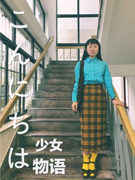 「GU（ジーユー）のアイテム（スカート、その他）」を使った、白夜さん（レディース）の秋コーディネート