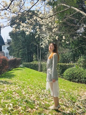 「ZARA（ザラ）のアイテム（テーラードジャケット、グレー系）」を使った、白夜さん（レディース）の春コーディネート
