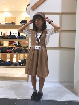 「サロペットスカート」｜「アイテム（腕時計）」を使った、14+ イオンモールむさし村山店 スタッフさん（レディース・160cm）の秋コーディネート