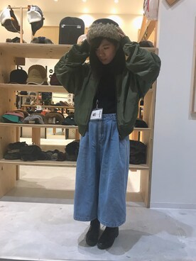 「RETRO GIRL（レトロガール）のアイテム（MA-1）」を使った、14+ イオンモールむさし村山店 スタッフさん（レディース・160cm）の秋コーディネート