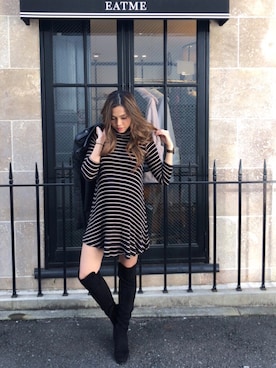 「stripes」｜「アイテム（その他アウター）」を使った、Miss Kimさん（レディース・156cm）の秋コーディネート