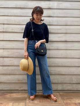 「collex（コレックス）のアイテム（帽子）」を使った、OOTSUKA YUKIKOさん（レディース・157cm）の夏コーディネート