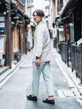 「ZARA（ザラ）のアイテム（ジャケット/アウター、ベージュ系）」を使った、jibunnokatachiさん（メンズ・178cm）の夏コーディネート