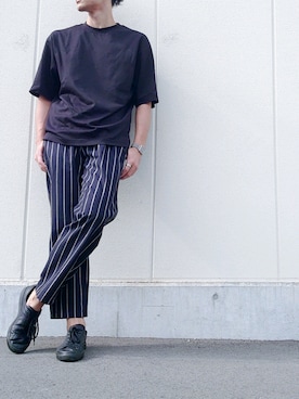 「UNIQLO（ユニクロ）のアイテム（Tシャツ/カットソー、ブラック系）」を使った、jibunnokatachiさん（メンズ・178cm）の夏コーディネート