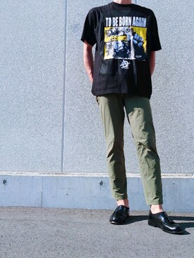 「overallsのアイテム（Tシャツ/カットソー、ブラック系）」を使った、jibunnokatachiさん（メンズ・178cm）の夏コーディネート