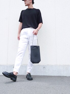 「ZARA（ザラ）のアイテム（ニット/セーター、ブラック系）」を使った、jibunnokatachiさん（メンズ・178cm）の夏コーディネート