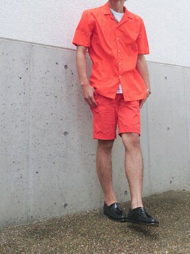 「ZARA（ザラ）のアイテム（シャツ/ブラウス、オレンジ系）」を使った、jibunnokatachiさん（メンズ・178cm）の夏コーディネート