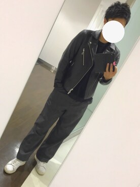 「フォロバ」｜「アイテム（ライダースジャケット）」を使った、ダッチーさん（メンズ・165cm）の春コーディネート