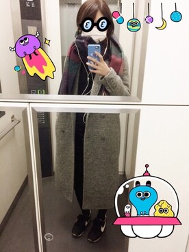 「ポーター」｜「アイテム（ダウンジャケット/コート）」を使った、isakiさん（レディース・163cm）の冬コーディネート