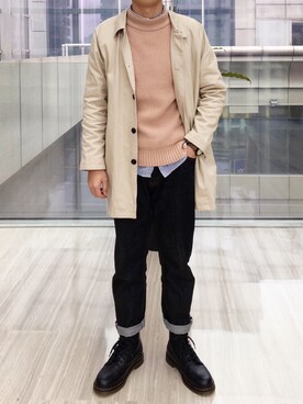「新年一発目」｜「アイテム（トレンチコート）」を使った、我本人さん（メンズ・180cm）の冬コーディネート