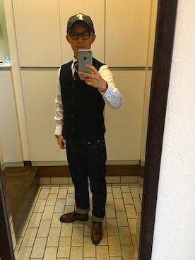 「FULLCOUNT（フルカウント）のアイテム（帽子）」を使った、ねこパンチさん（メンズ・168cm）の秋コーディネート