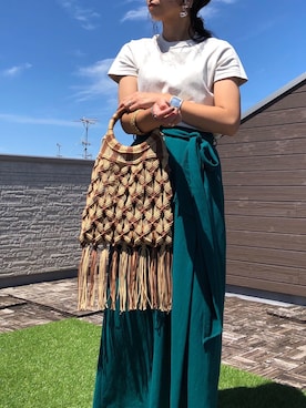 「FRAMeWORK（フレームワーク）のアイテム（ハンドバッグ）」を使った、kaochocoさん（レディース・161cm）の夏コーディネート