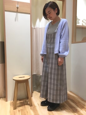 「Samansa Mos2 blue（サマンサモスモスブルー）のアイテム（オールインワン・サロペット）」を使った、yyukiさん（レディース・164cm）の冬コーディネート