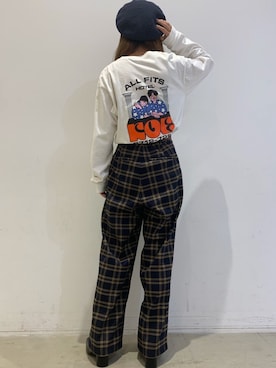 「チェック柄に恋してる」｜「アイテム（チノパンツ）」を使った、sorさん（レディース・158cm）の秋コーディネート