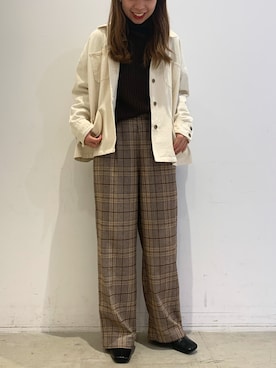 「チェック柄に恋してる」｜「アイテム（デニムジャケット）」を使った、sorさん（レディース・158cm）の秋コーディネート