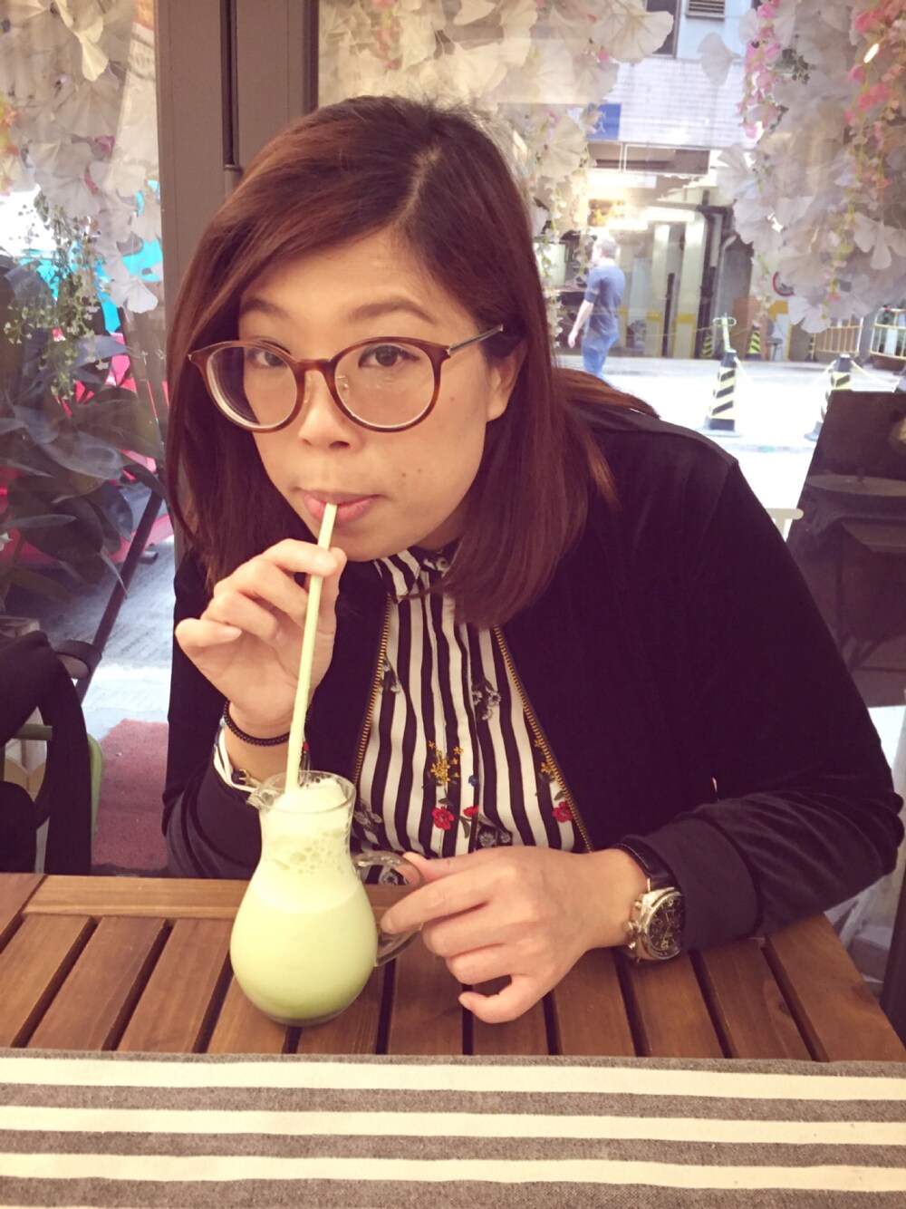 「iced green tea 🍵latteのアイテム（その他、グリーン系）」を使った、groon🌱さん（レディース・162cm）の春コーディネートの1枚目の写真