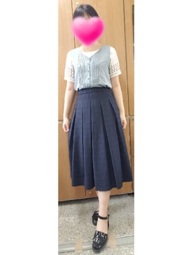 「no brand（ノーブランド）のアイテム（トップス、ホワイト系）」を使った、Hs.cさん（レディース・166cm）の夏コーディネート