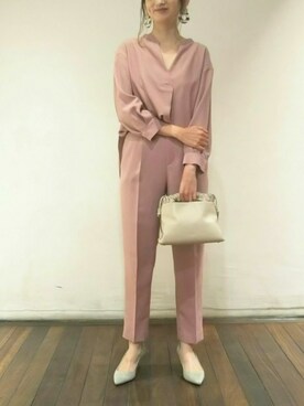 「ADAM ET ROPE'（アダムエロペ）のアイテム（シャツ/ブラウス）」を使った、rankaさん（レディース・159cm）の春コーディネート