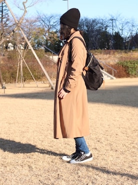 「インナーダウン」｜「アイテム（トレンチコート）」を使った、まこさん（レディース・164cm）の冬コーディネート