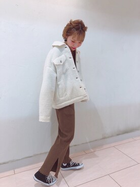 「w closet」｜「アイテム（デニムジャケット）」を使った、Yuki Noguchiさん（レディース・168cm）の秋コーディネート