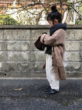 「ロングカーディガン」｜hina さん（キッズ・110cm）の秋コーディネート