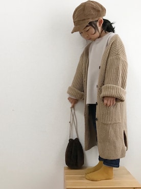 「ロングカーディガン」｜hina さん（キッズ・110cm）の冬コーディネート