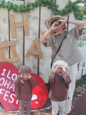 「MAISON DE REEFUR（メゾンドリーファー）のアイテム（帽子）」を使った、yuriaさん（キッズ・90cm）の夏コーディネート