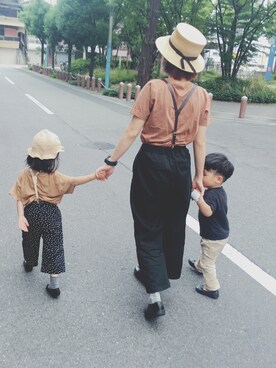 「BERRETTA（ベルレッタ）のアイテム」を使った、yuriaさん（キッズ・90cm）の秋コーディネート