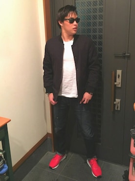 「RAGEBLUE（レイジブルー）のアイテム（スタジャン）」を使った、Hirotsugu Katoさん（メンズ・177cm）の秋コーディネート