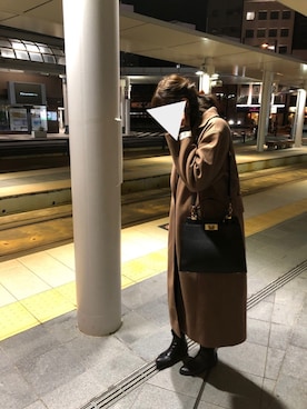 「リエディ」｜「アイテム（チェスターコート）」を使った、pさん（レディース・169cm）の秋コーディネート
