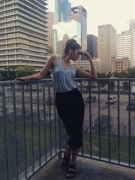 「Rue21のアイテム（バックパック/リュック、ベージュ系）」を使った、Paulina Sjöbergさん（レディース・175cm）の夏コーディネート