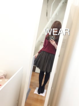 「アイテム（タイツ/ストッキング、ブルー系）」を使った、Sachiさん（レディース・159cm）の冬コーディネート