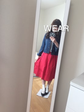 「ボーダー×デニム」｜「アイテム（ジャケット/アウター）」を使った、Sachiさん（レディース・159cm）の春コーディネート