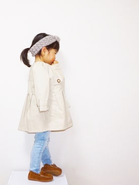「ぺプラム」｜「アイテム（モカシン/デッキシューズ）」を使った、kaoooyunaさん（キッズ・90cm）の冬コーディネート