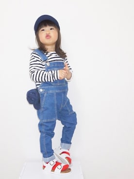 「ベルトサンダル」｜「アイテム（オールインワン・サロペット）」を使った、kaoooyunaさん（キッズ・90cm）の春コーディネート