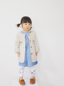 「デニムワンピース」｜「アイテム（その他アウター）」を使った、kaoooyunaさん（キッズ・90cm）の春コーディネート