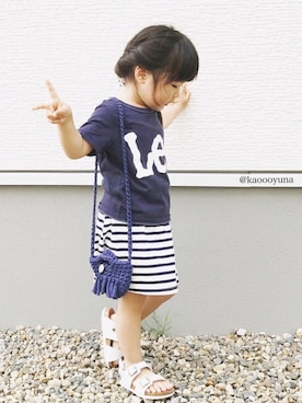 「Lee（リー）のアイテム（Tシャツ/カットソー）」を使った、kaoooyunaさん（キッズ・90cm）の夏コーディネート