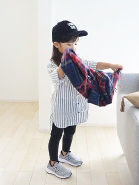 「next（next）のアイテム（シャツワンピース）」を使った、kaoooyunaさん（キッズ・100cm）の秋コーディネート