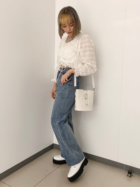 「コットンレース」｜エリーさん（レディース・155cm）の秋コーディネート