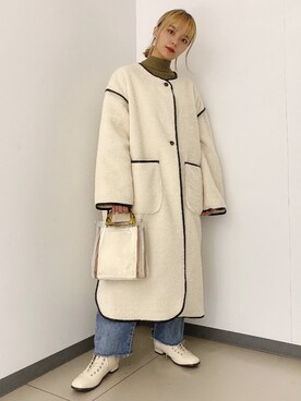 「WEGO（ウィゴー）のアイテム（ノーカラージャケット）」を使った、エリーさん（レディース・155cm）の秋コーディネート