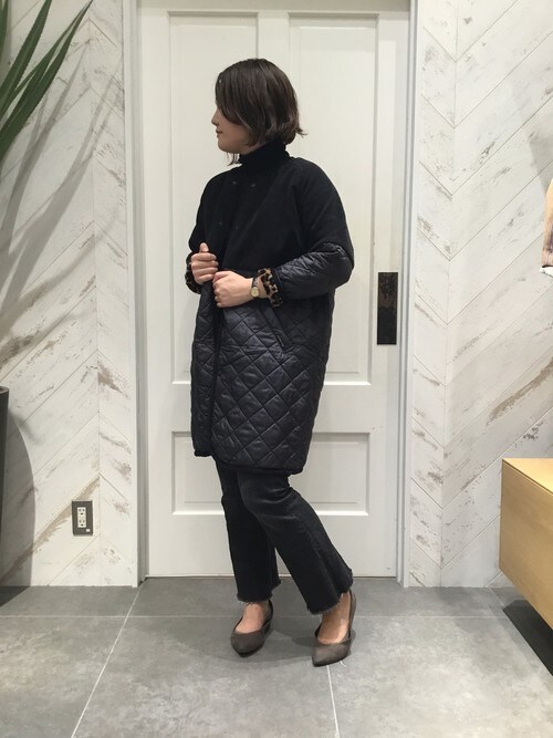 【LAVENHAM×relume】別注ノーカラーファーレオパードダイアコート LAVENHAM×relume】別注ノーカラーファーレオパードダイアコート