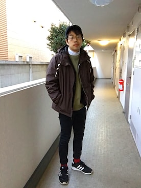 「ブラウンコーデ」｜「アイテム（ナイロンジャケット）」を使った、gosgoslavioさん（メンズ・166cm）の冬コーディネート
