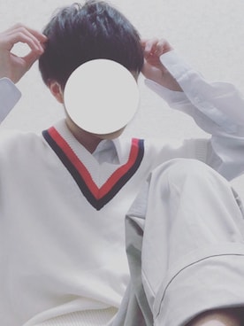 「GU（ジーユー）のアイテム（ベスト、ホワイト系）」を使った、ポケットさん（メンズ）の夏コーディネート