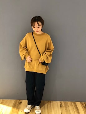 「AMERICAN HOLIC」｜「アイテム（スウェット）」を使った、KAMI2さん（レディース・152cm）の秋コーディネート
