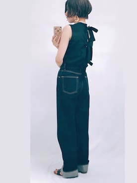 「BEAUTY&YOUTH UNITED ARROWS（ビューティーアンドユースユナイテッドアローズ）のBY∴ マーブルビックパーツ イヤリング ◆（イヤリング）」を使った、虚構さんさん（レディース・154cm）の夏コーディネート