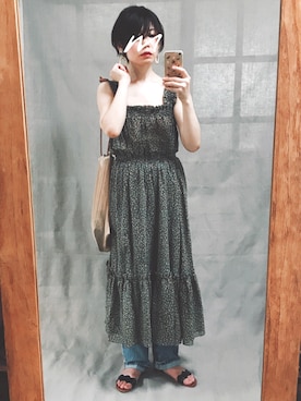 「BEAUTY&YOUTH UNITED ARROWS（ビューティーアンドユースユナイテッドアローズ）のBY∴ マーブルビックパーツ イヤリング ◆（イヤリング）」を使った、虚構さんさん（レディース・154cm）の夏コーディネート